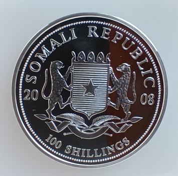 Preview: Somalia Elefant 1 Unze Silber 2008 stgl